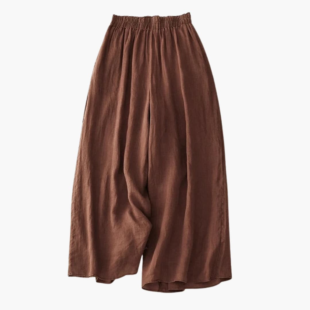 Women's Elasticated Waist Wide-Leg Culotte Trousers