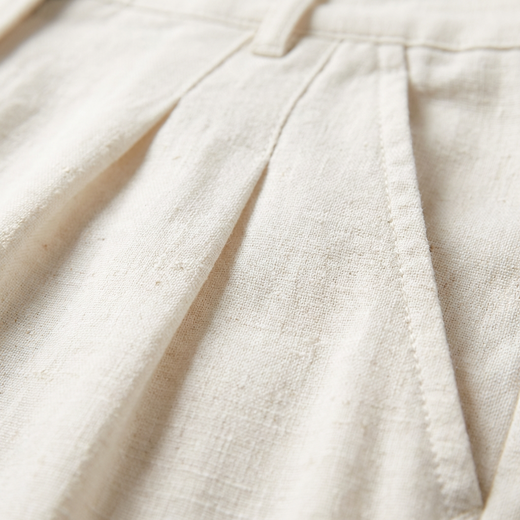 Women's Pleated Wide-Leg Trousers with Pockets in White