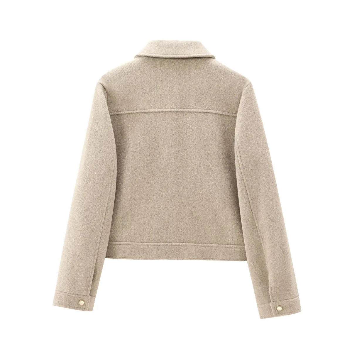 Women's Cropped Zip-Up Wool-Look Jacket with Flap Pockets