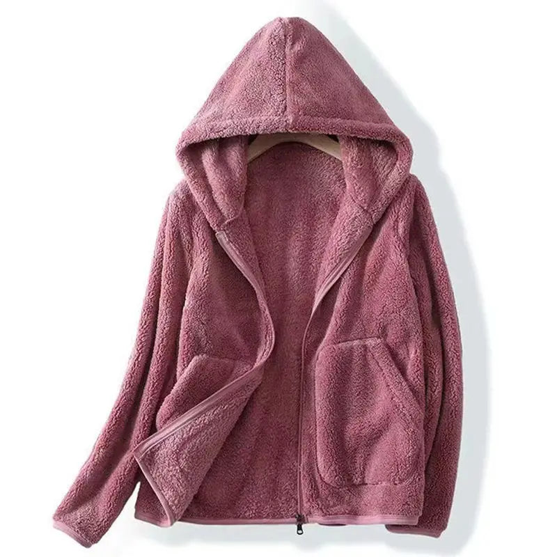 Women's Fleece Zip-Up Hoodie with Patch Pockets