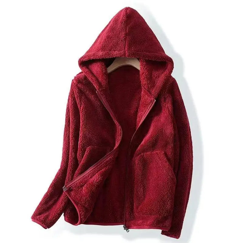 Women's Fleece Zip-Up Hoodie with Patch Pockets