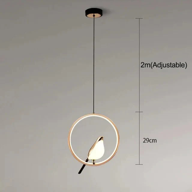 Pendant Light with Golden Bird and LED Lighting